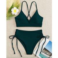 Lemon Daisy Accessories Women's The Fushi Bikini Set in Dark Green | Size: Small