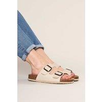 Moshulu Women's 'Bavaria Waxy' Cork Footbed Sandals in Light Sand | Size: 6