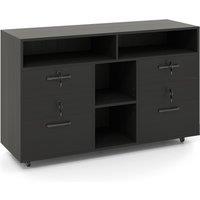 Costway File Cabinet Mobile Lateral Filing Storage Organizer with Lock in Black