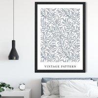 ARTZE Vintage William Morris Grey Willow Floral Art Print / Black Frame / SIZE: A4 in Light Grey | Size: A2