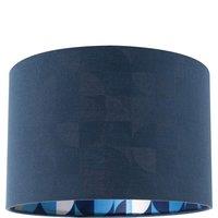 Happy Homewares Designer Midnight Blue Linen Lamp Shade with Geometric Pattern Lining | Size: 12 inches