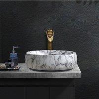 Modern Oval Marble Bathroom Vessel Sink