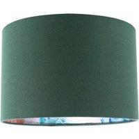 Happy Homewares Chic Emerald Green Linen Lamp Shade with Moroccan Scale Pattern Lining | Size: 12 inches