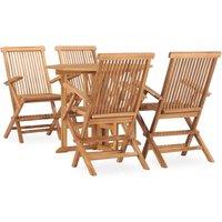 5 Piece Folding Outdoor Dining Set Solid Teak Wood