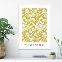 ARTZE William Morris Yellow Floral Art Print / White Frame / SIZE: A3 | Size: A2