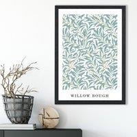 ARTZE Vintage William Morris Green & Yellow Willow Pattern Art Print / Black Frame / SIZE: A2
