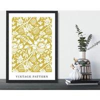 ARTZE William Morris Yellow Floral Art Print / Black Frame / SIZE: A4 | Size: A2