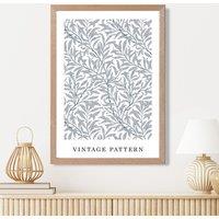 ARTZE Vintage William Morris Grey Willow Floral Art Print / Oak Frame / SIZE: A4 in Light Grey | Size: A2