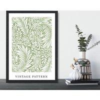 ARTZE William Morris Green Floral Art Print / Black Frame / SIZE: A4 | Size: A2