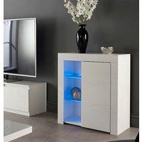 Moderna Sideboard Cabinet with LED Glass Shelf White 75cm