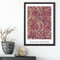 ARTZE Vintage William Morris Larkspur in Pink & Beige Art Print / Black Frame / SIZE: A4 | Size: A2