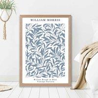 ARTZE William Morris Willow in Blue Art Print / Oak Frame / SIZE: A3 in Mid Blue | Size: A2