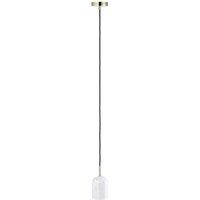 Happy Homewares White Marble Pendant Lamp Fitting in Scandinavian Design with Black Fabric Cable