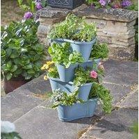 Marco Paul Pack of 4 Grey Plastic Stackable Garden Plant Pots 67cm