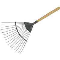 Kent & Stowe Carbon Steel Long Handled Lawn & Leaf Rake in Beige