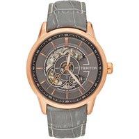 Heritor Automatic Men's Davies Semi-Skeleton Leather-Band Watch - Rose Gold/Gray in Grey