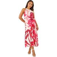 Roman Women's Petite Floral Halter Neck Shift Dress in Red | Size: 18