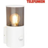 TELEFUNKEN White Smoked Glass PIR E27 Outdoor Wall Light
