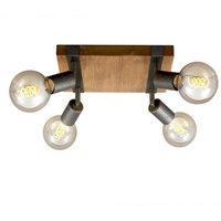 BRILONER Gunmetal Wood 4xE27 25W Requires Bulb Spotlight in Grey