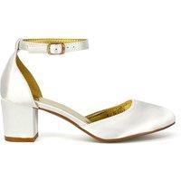 XY London Women's 'Billie-May' Chunky Strappy Mid Block High Heels Court Shoes in Ivory | Size: 5