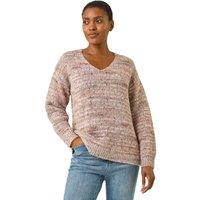 Roman Women's Shimmer V-Neck Knitted Jumper in Light Pink | Size: 18
