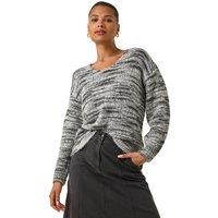 Roman Women's Shimmer V-Neck Knitted Jumper in Black | Size: 10