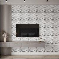 Living and Home 12 Pack Matte White 3D Diamond PVC Decorative Wall Panels