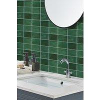 Living and Home Set of 10 Self-adhesive 9-grid Wall Tile Stickers in Light Green