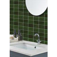 Living and Home Set of 10 Self-adhesive 9-grid Wall Tile Stickers in Green