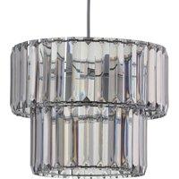 First Choice Lighting Clint - Smoked Acrylic Crystal Two Tier Easy Fit Pendant Shade in Silver