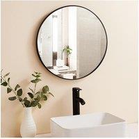 H&O Direct 40cm Nordic Round Framed Wall Hanging Mirror in Black