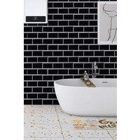 Living and Home 10 PCS Peel and Stick Wall Tile Stickers in Black