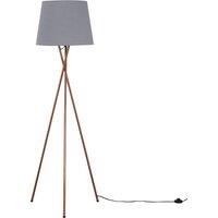 ValueLights Camden Copper Metal Tripod Floor Lamp with Tapered Shade & LED Bulb in Grey