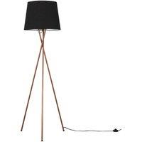 ValueLights Camden Copper Metal Tripod Floor Lamp with Tapered Shade & LED Bulb in Black
