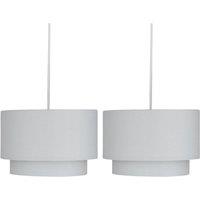 First Choice Lighting Pair of Light Grey 2 Tier Ceiling Light Shades
