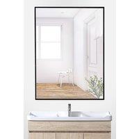Living and Home 40x60cm Nordic Rectangle Wall Mirror-Horizontal/Vertical Mounting for Bathroom, Hall & Bedroom in Black | Size: 40x60 cm