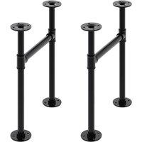 Living and Home 40cm/15.75 inch 2Pcs Black H-shaped Metal Table Legs Furniture Replacement Legs for Coffee Table