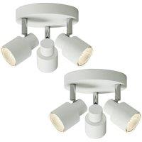 First Choice Lighting Set of 2 Irwin - White 3 Light IP44 Bathroom Round Spotlight Plates