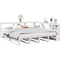 Bookcase Bed without Mattress White 200x200cm Solid Wood Pine