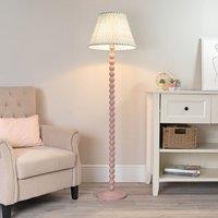 ValueLights Bobbins Rose Pink Floor Lamp with Tapered Fabric Pleated Shade & LED Bulb in Pale Green