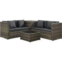 Berkfield Home 4 Piece Garden Lounge Set with Cushions Poly Rattan Grey