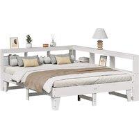 Bookcase Bed without Mattress White 160x200cm Solid Wood Pine