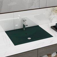 Berkfield Home Luxury Basin with Faucet Hole Matt Dark Green 60x46 cm Ceramic