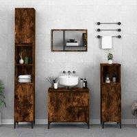 Berkfield Home 3 Piece Bathroom Cabinet Set Smoked Oak Engineered Wood in Brown