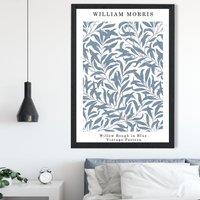 ARTZE William Morris Willow in Blue Art Print / Black Frame / SIZE: A4 in Mid Blue | Size: A2