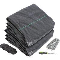 Harbour Housewares 110gsm Weed Control Membrane with Pegs & Plates 2m x 50m (2 Rolls) in Black