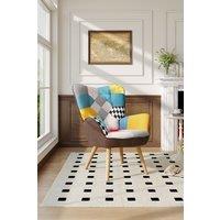 Patchwork Linen Colorful Upholstered Armchair