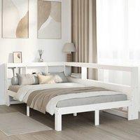Bookcase Bed without Mattress White 135x190 cm Double Solid Wood Pine