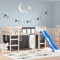 Curtains for Loft Bed White and Black Polyester