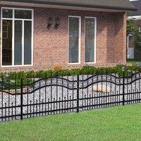 Berkfield Home Garden Fence with Spear Top Black 115 cm Powder-coated Steel